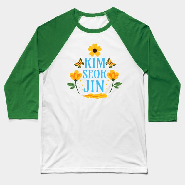 Kim Seokjin - Floral Spring Boho JIN BTS Army Baseball T-Shirt by Millusti